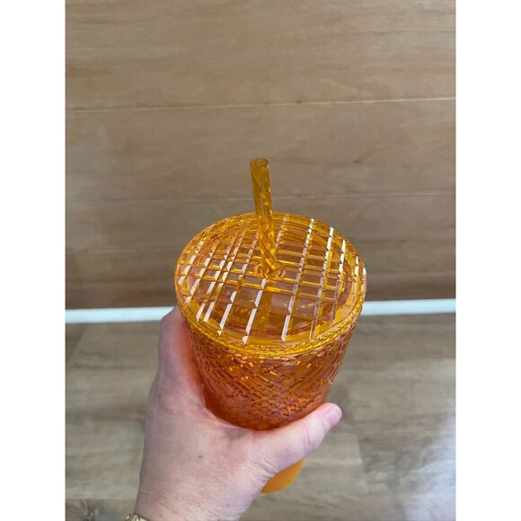 VHTF NWT Starbucks Orange Jeweled Tumbler With Straw 24 oz - Picture 4 of 7